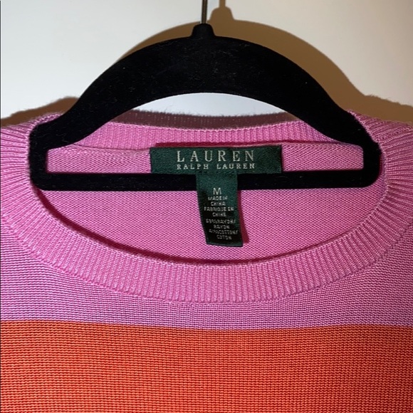 Lauren Ralph Lauren Striped Pink & Orange Sweater - Picture 2 of 4